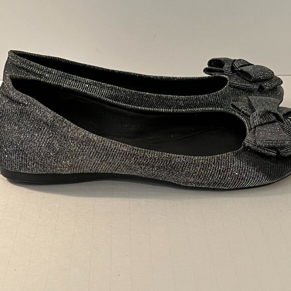 Jessica Simpson Mugara Slip on Ballet Flats with Bow Black Metallic Women's 7.5M - Picture 2 of 9